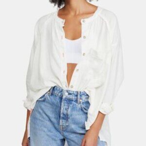 We the Free Cream White Keep It Simple Button Up Blouse Size Small